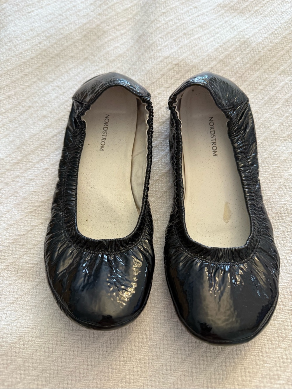 Nordstrom Black Patent Kids Elastic-Top Ballet Flats